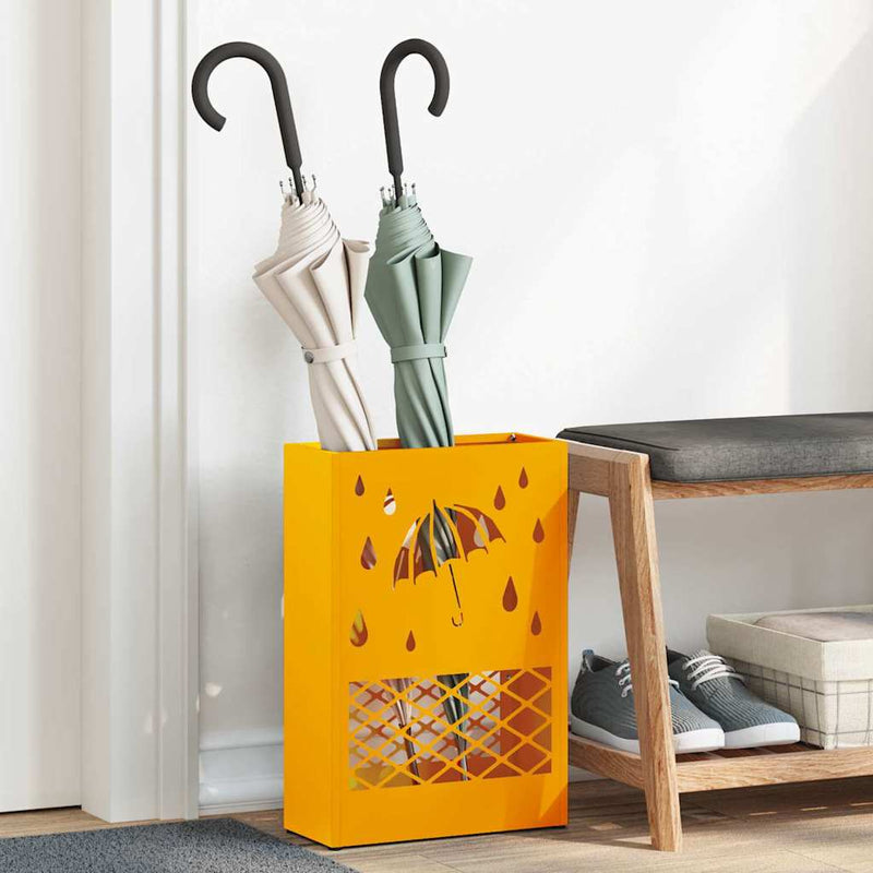 Vidaxl paraplu standaard mosterdgeel 28 x 12 x 41 cm staal