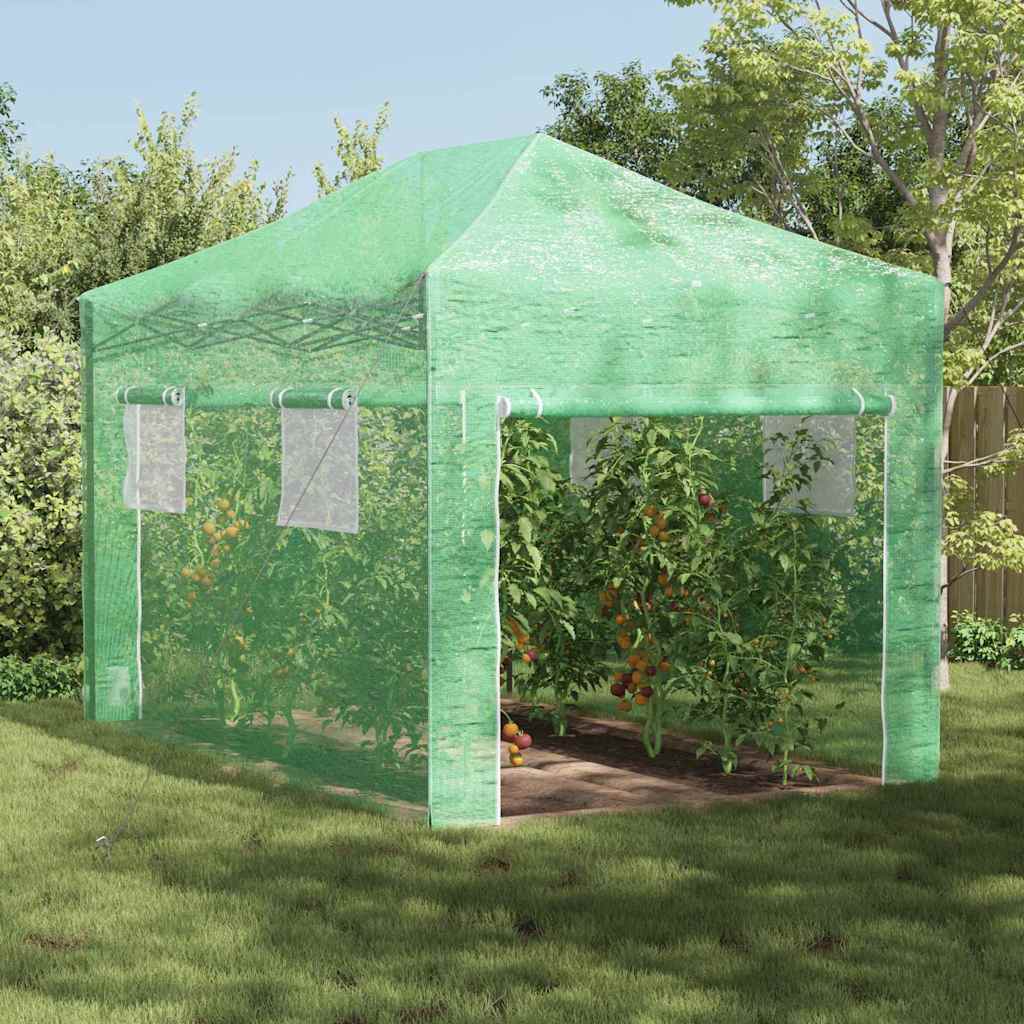 Serra VidaXL con struttura pop-up con tetto verde 280 x 410 x 315 cm in ferro