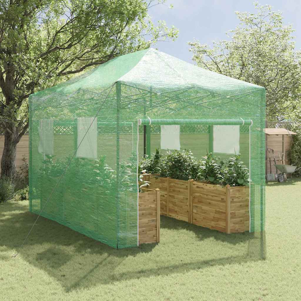 Serra VidaXL con struttura pop-up con tetto verde 280 x 410 x 315 cm in ferro