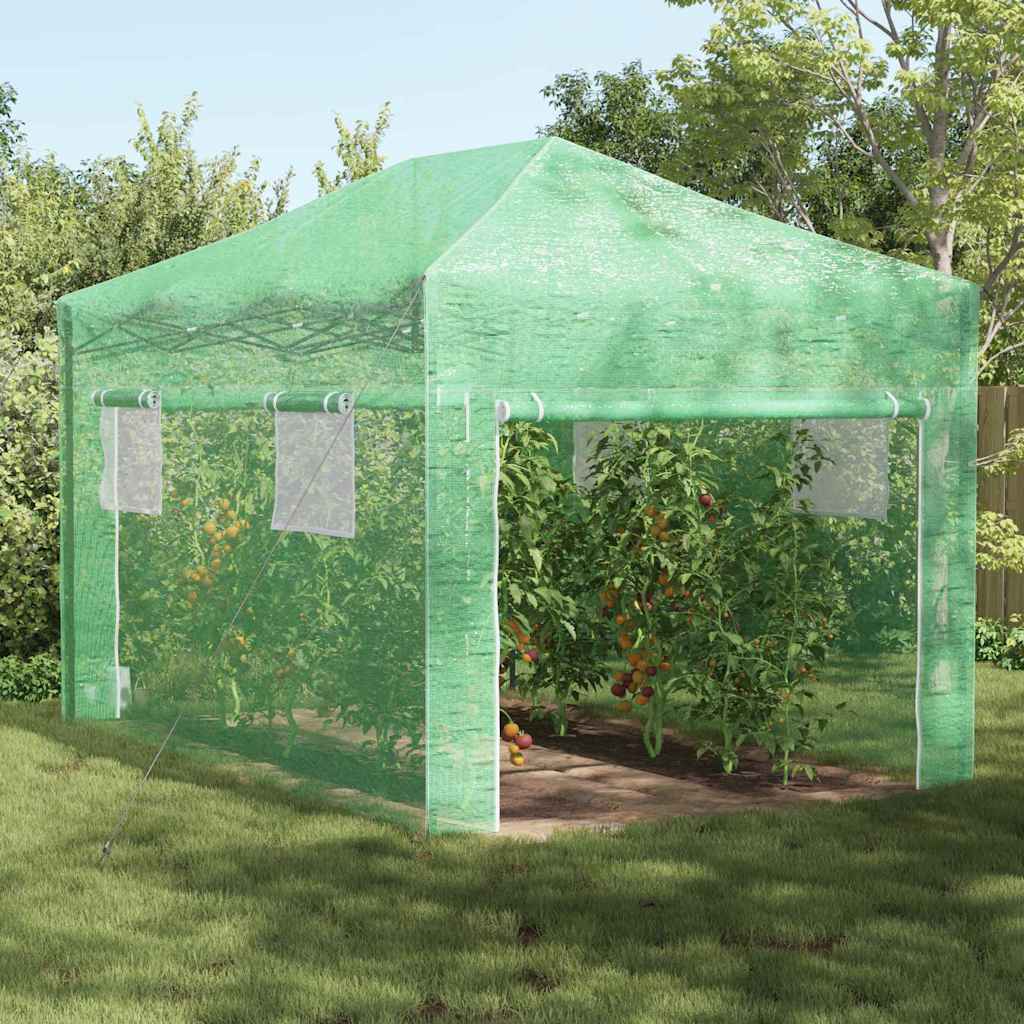 Serra VidaXL con struttura pop-up con tetto verde 290 x 430 x 315 cm in ferro