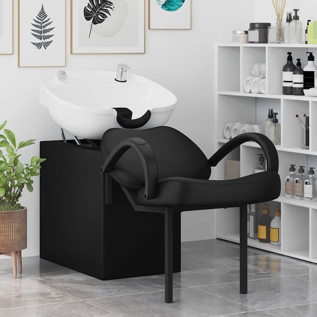 Poltrona shampoo VidaXL bianco e nero 63 x 141 x 92 cm PVC