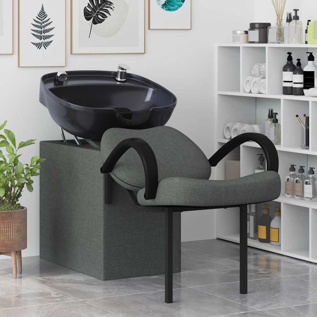 Vidaxl shampoo stoel donkergrijs en zwart 63 x 141 x 92 cm stof