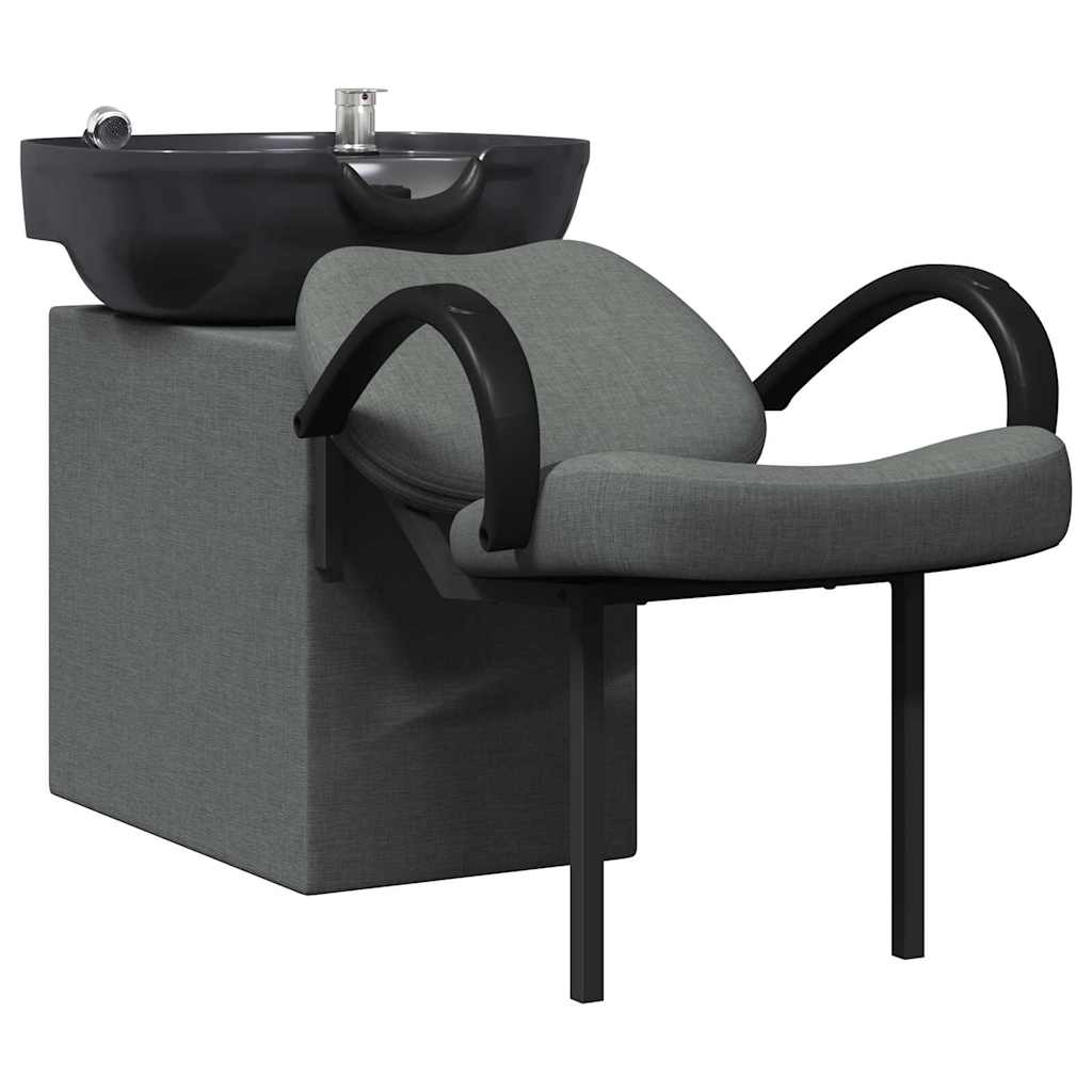 Vidaxl shampoo stoel donkergrijs en zwart 63 x 141 x 92 cm stof