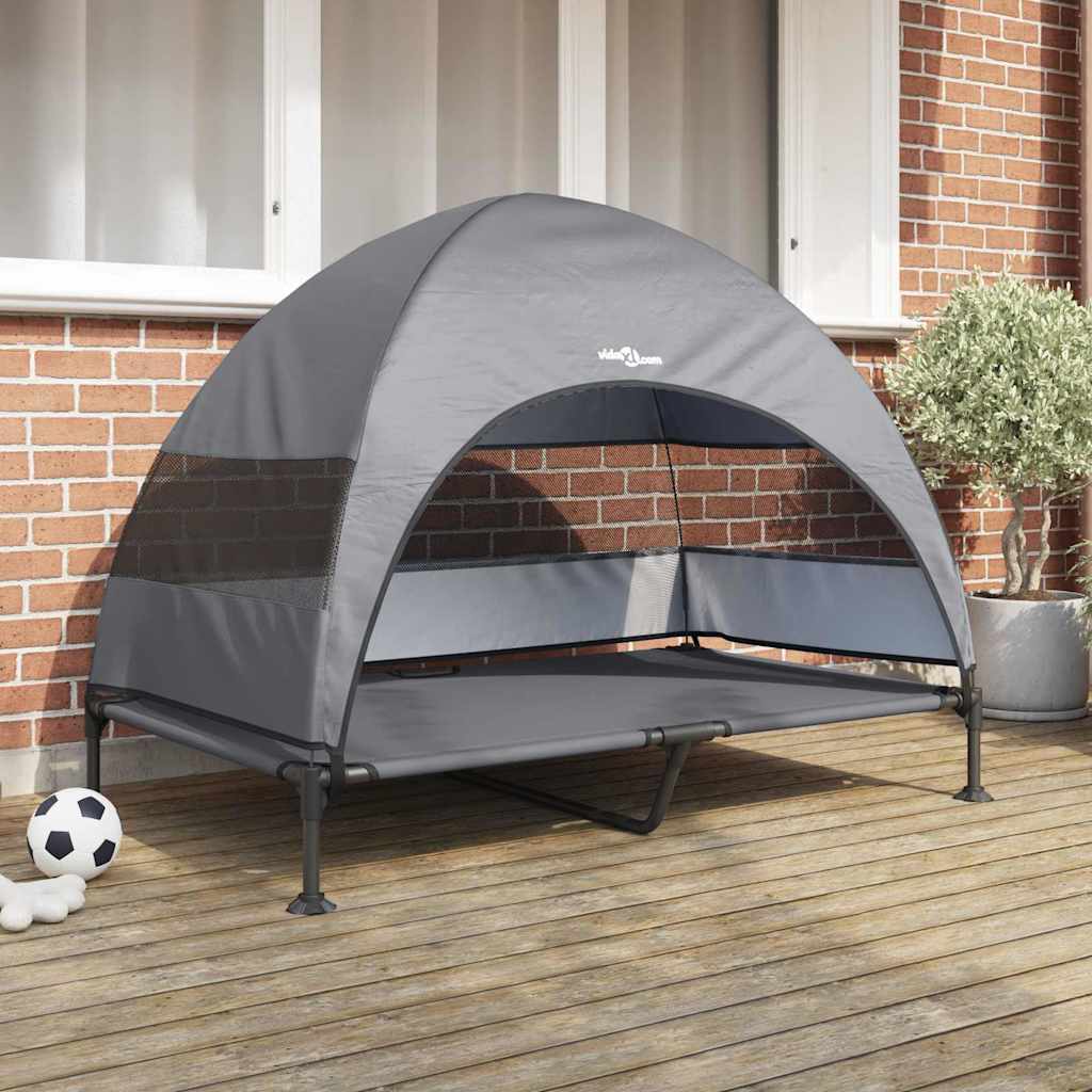 Vidaxl Cama elevada para perros gris claro 127 x 81 x 108 cm tela y acero