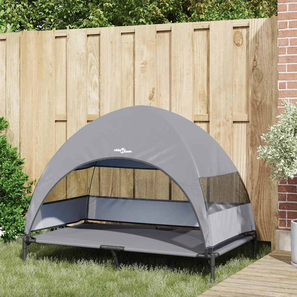Vidaxl Cama elevada para perros gris claro 127 x 81 x 108 cm tela y acero