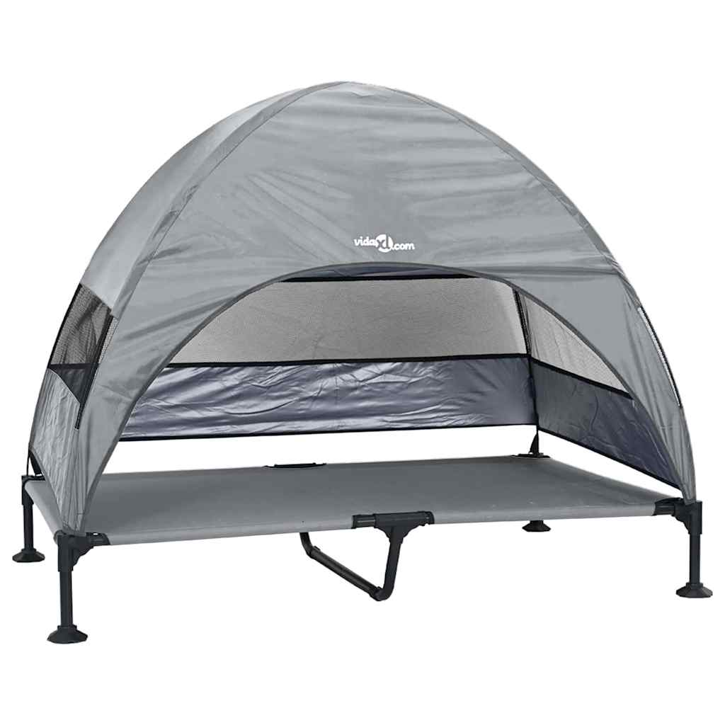 Vidaxl Cama elevada para perros gris claro 127 x 81 x 108 cm tela y acero