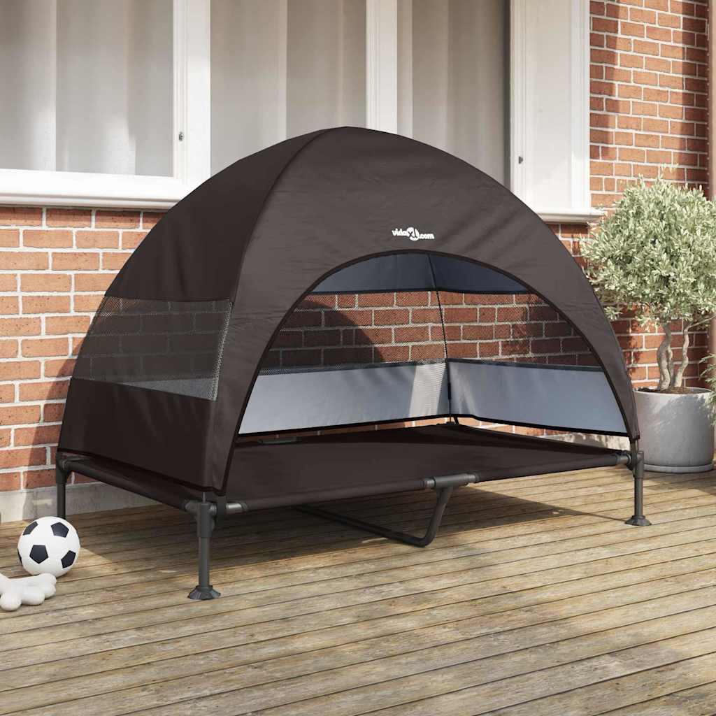 Cuccia rialzata per cani Vidaxx marrone 127 x 81 x 108 cm tessuto e acciaio