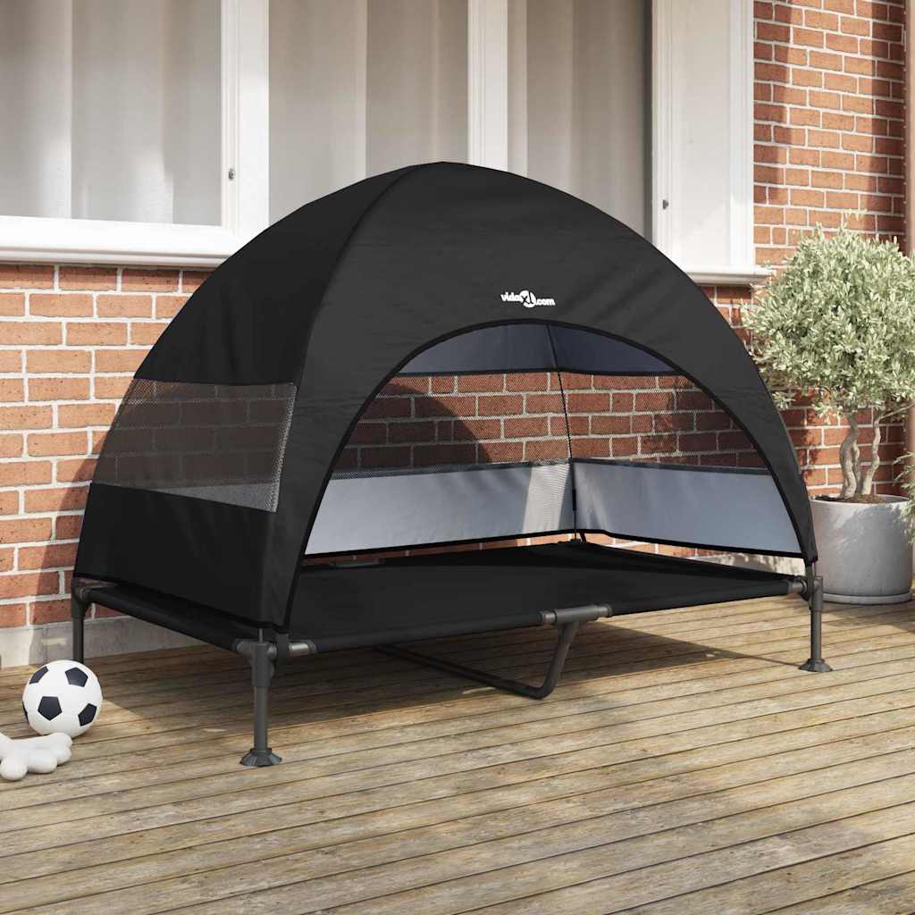 Cuccia rialzata per cani Vidaxx nera 127 x 81 x 108 cm tessuto e acciaio