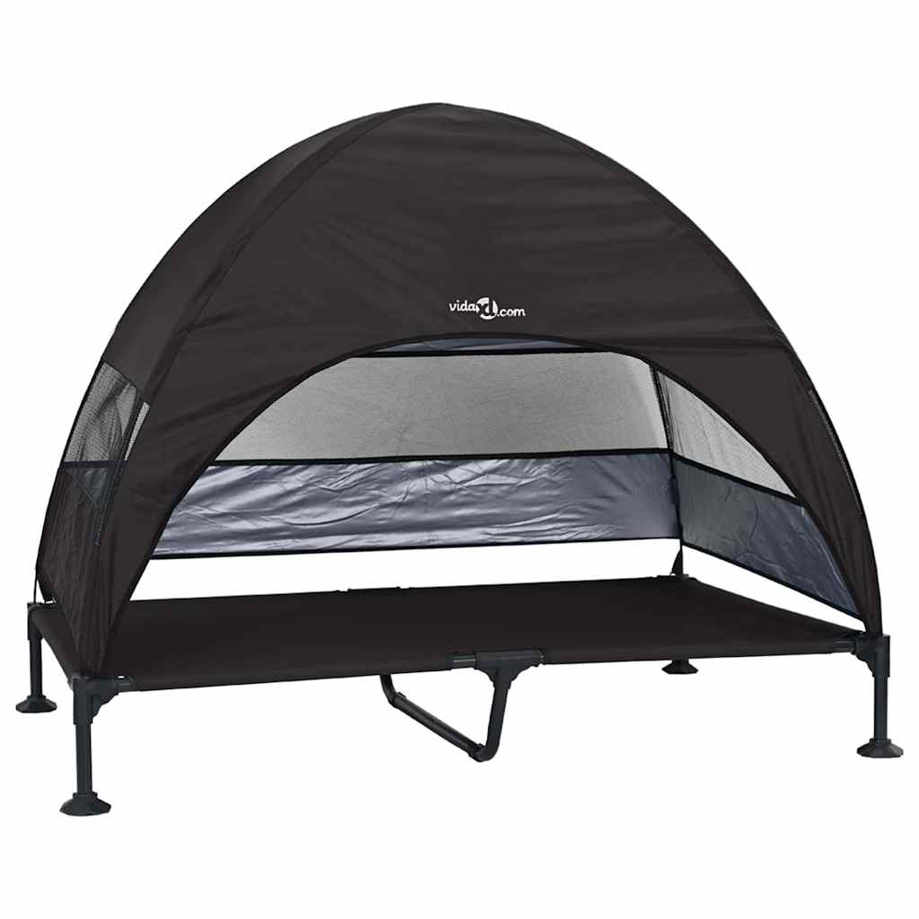Cuccia rialzata per cani Vidaxx nera 127 x 81 x 108 cm tessuto e acciaio