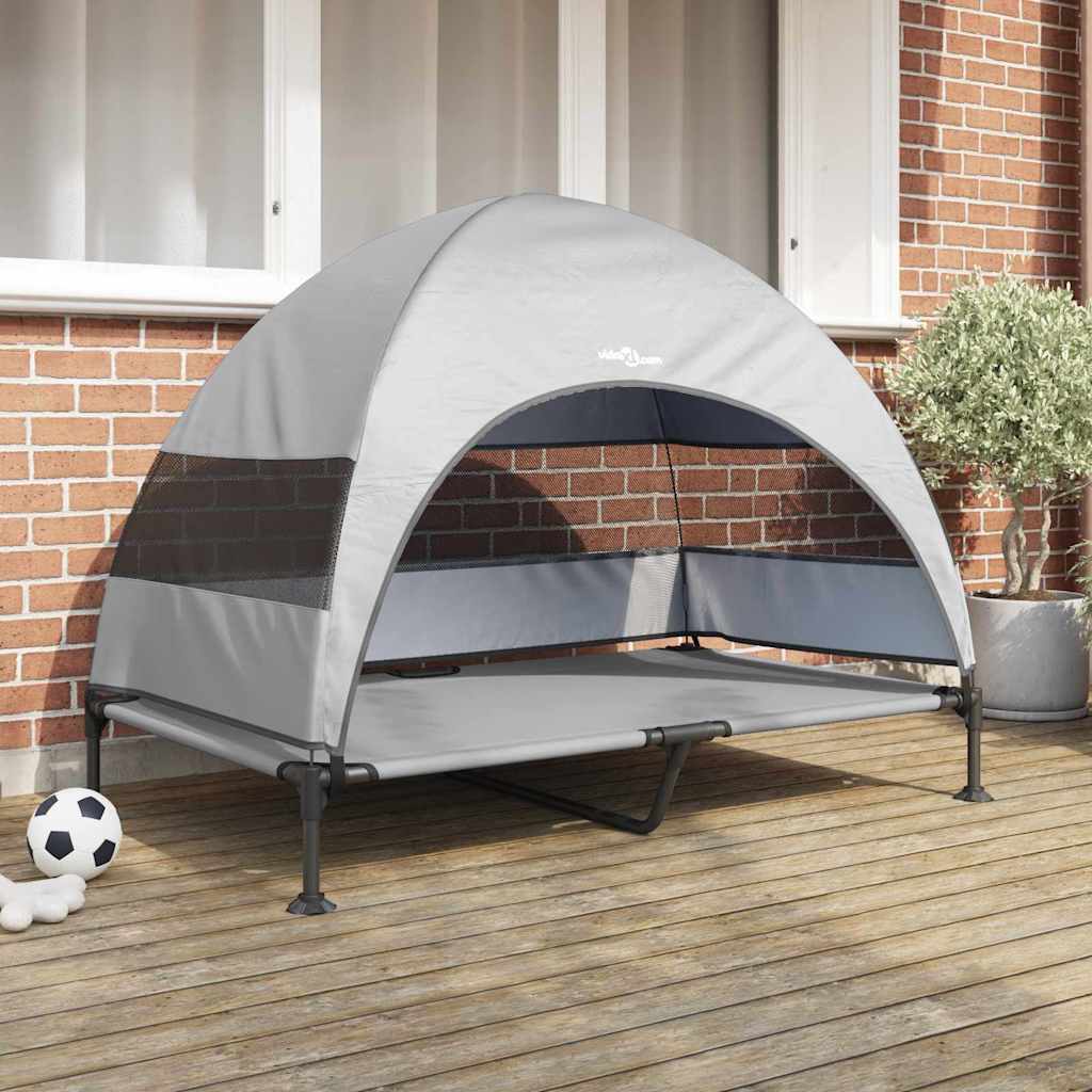 Cuccia rialzata per cani Vidaxx grigio argento 127 x 81 x 108 cm tessuto e acciaio