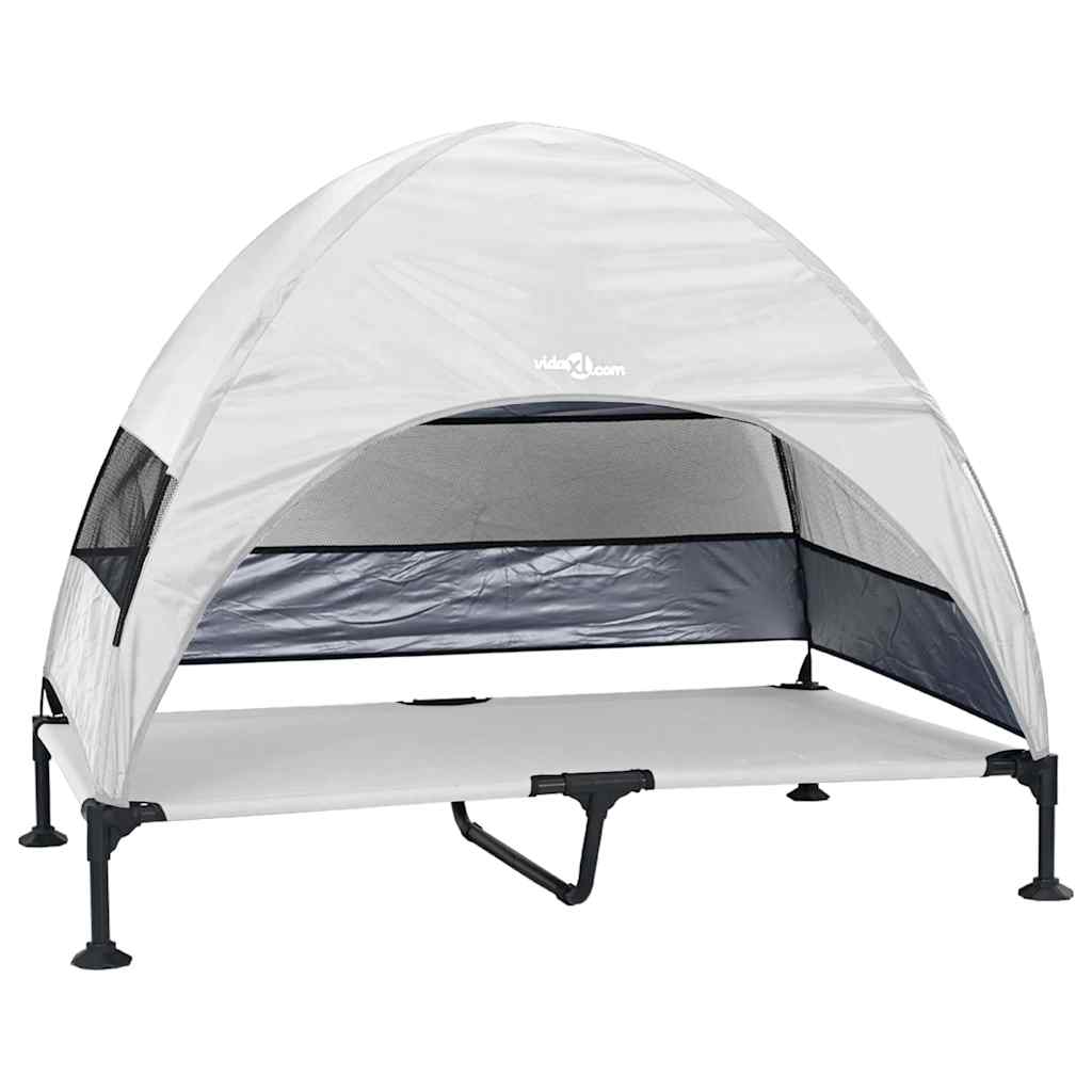Cuccia rialzata per cani Vidaxx grigio argento 127 x 81 x 108 cm tessuto e acciaio
