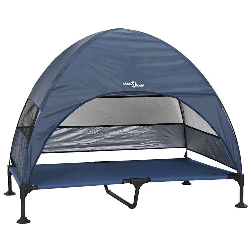 Cuccia rialzata per cani Vidaxx blu navy 127 x 81 x 108 cm tessuto e acciaio