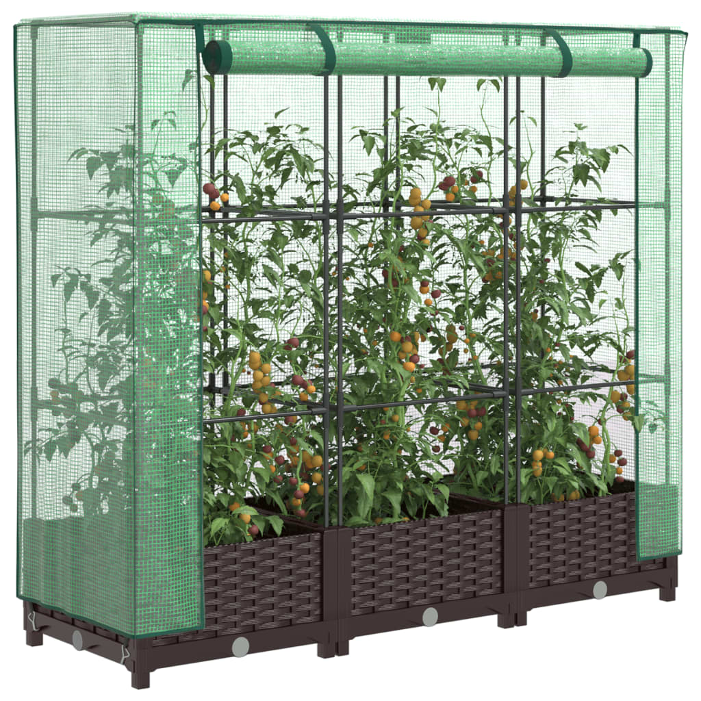 Vidaxl plantenbak verhoogd met kashoes 120x40x123 cm rattanlook