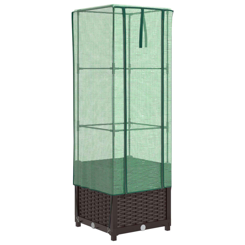 Vidaxl fioriera allevata con kashoes 40x40x139 cm rattanlook