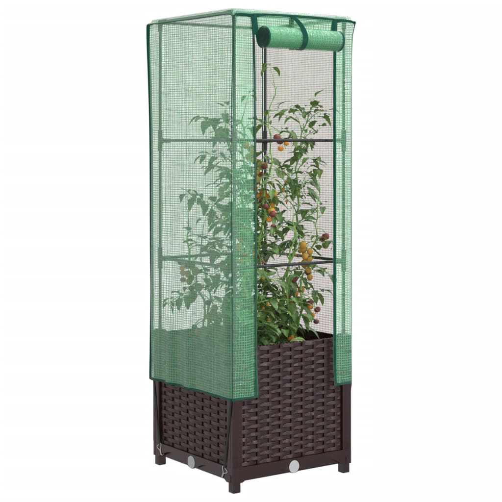 Vidaxl fioriera allevata con kashoes 40x40x139 cm rattanlook