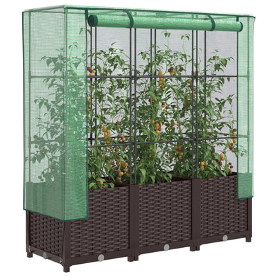 Vidaxl plantenbak verhoogd met kashoes 120x40x138 cm rattanlook