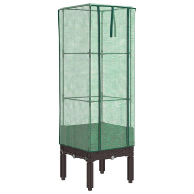 Vidaxl fioriera allevata con kashoes 40x40x140 cm rattanlook