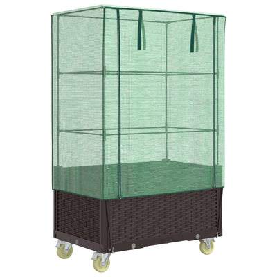 Vidaxl fioriera sollevata con copertina e ruote 80x50x182 cm rattanlook