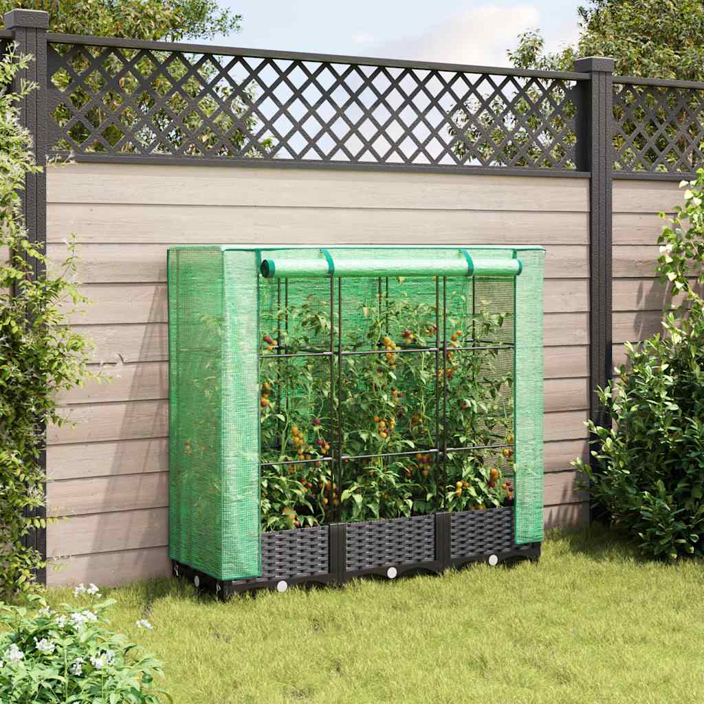 Vidaxl verhoogde plantenbak met kashoes rotanlook 120x40x123 cm