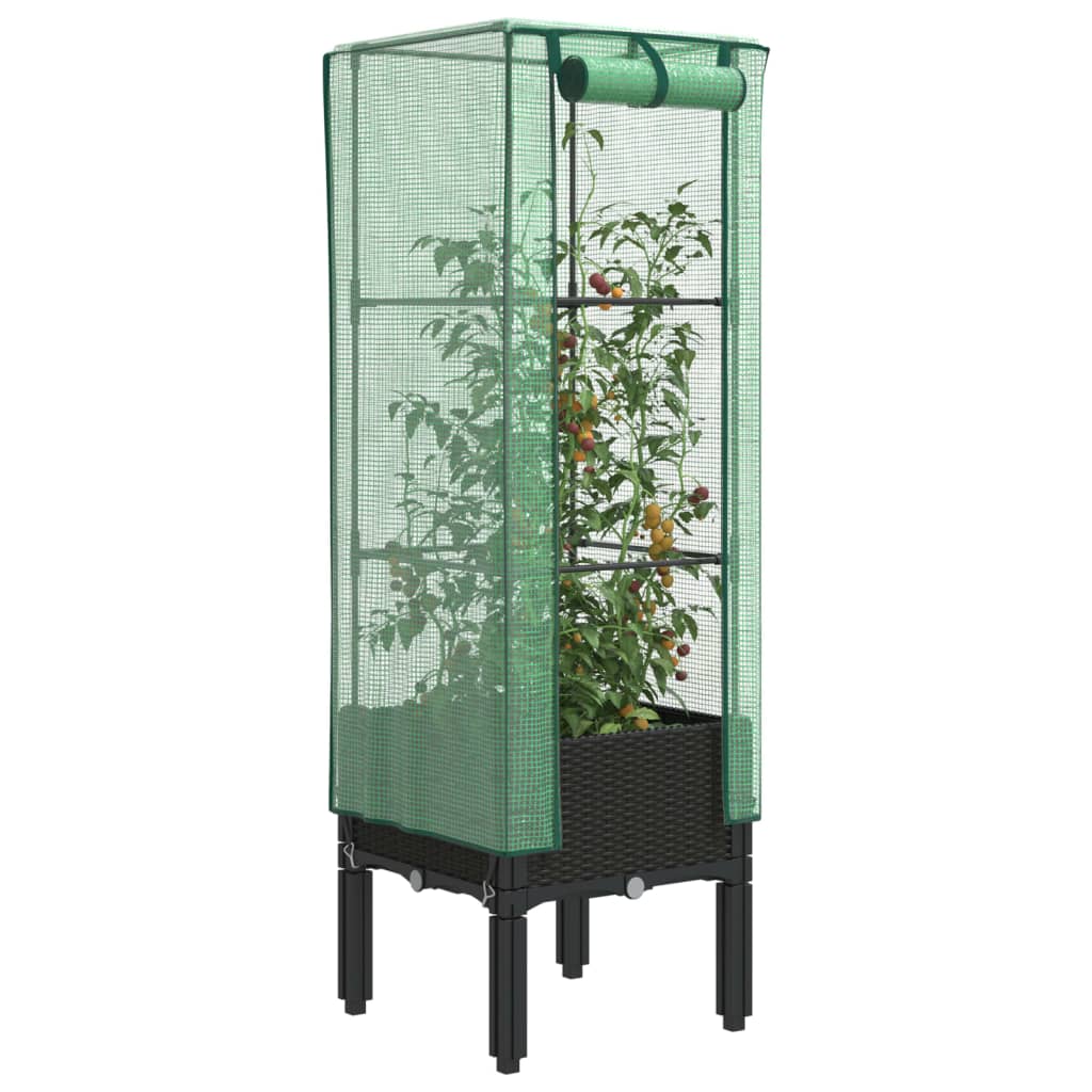 Vidaxl fioriera allevata con kashoes 40x40x140 cm rattanlook