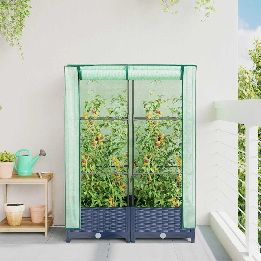 Vidaxl plantenbak verhoogd met kashoes 80x40x123 cm rattanlook
