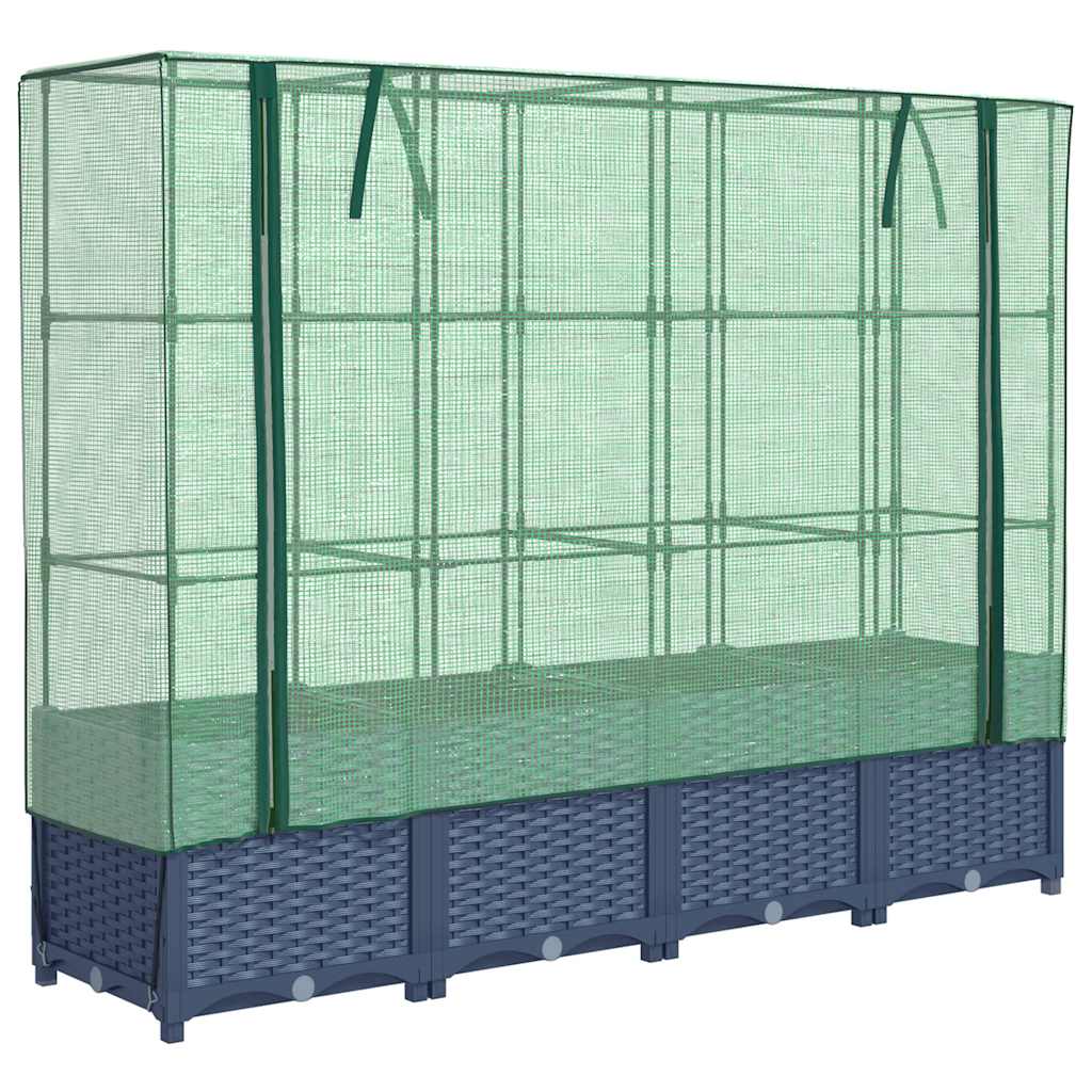 Vidaxl verhoogde plantenbak met kashoes rotanlook 160x40x138 cm