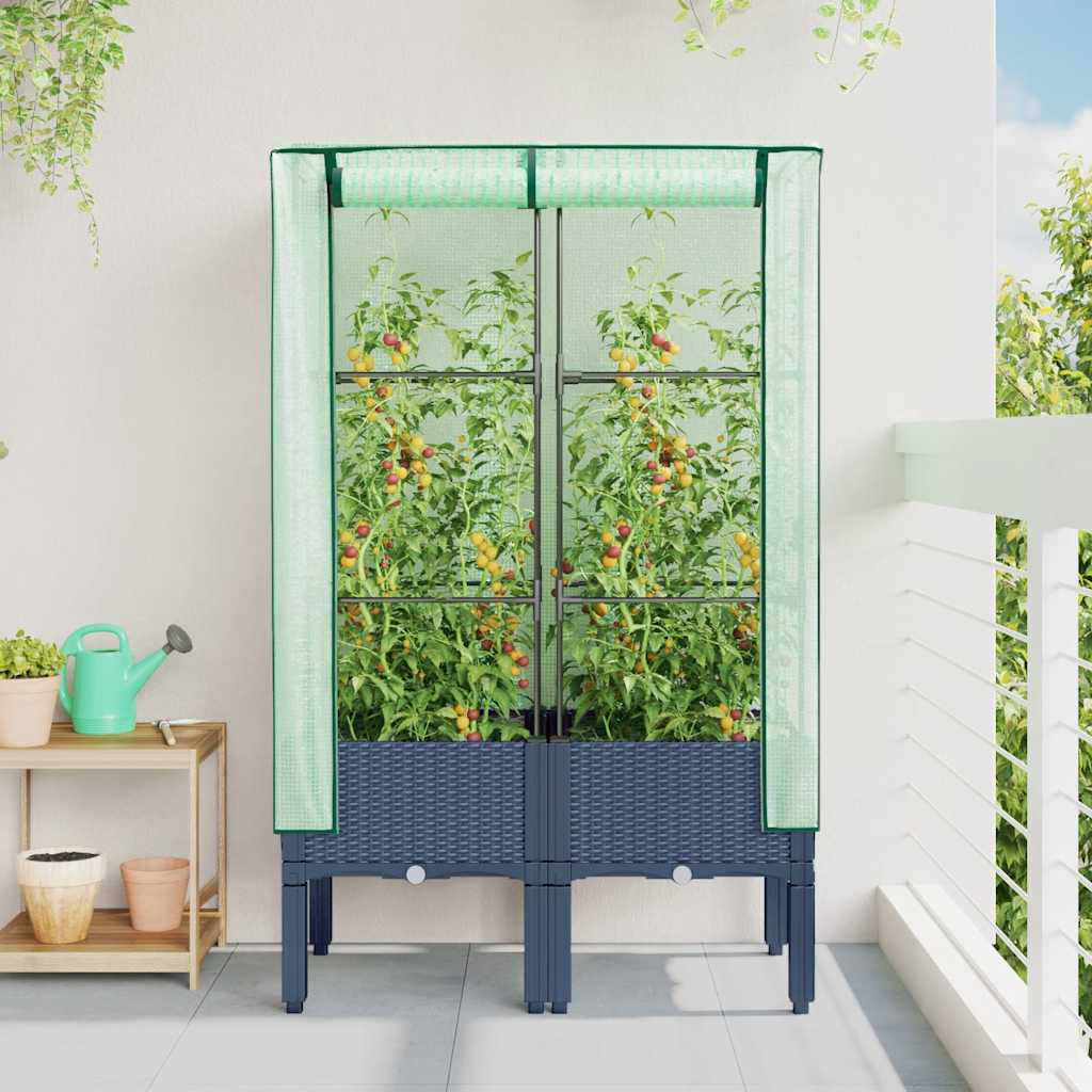 Vidaxl plantenbak verhoogd met kashoes 80x40x140 cm rattanlook
