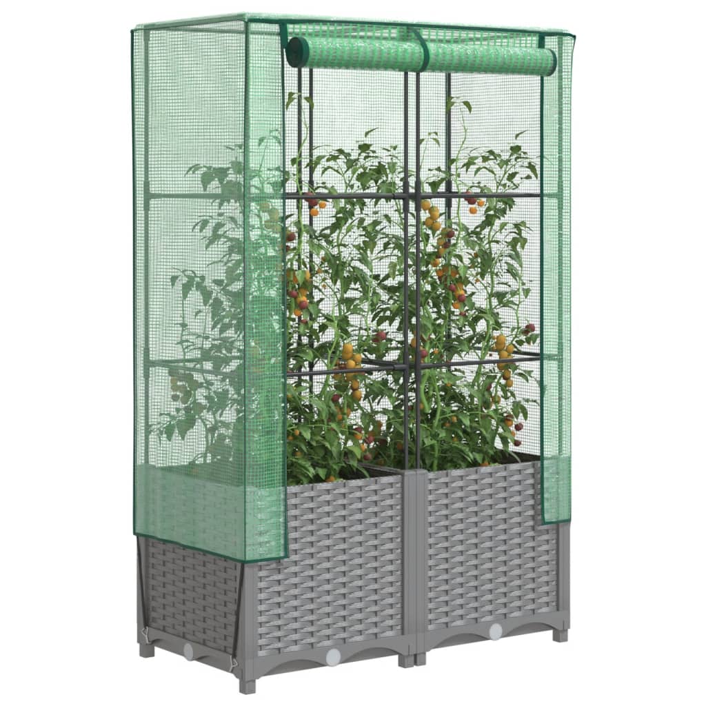 Vidaxl plantenbak verhoogd met kashoes 80x40x138 cm rattanlook