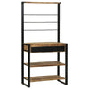 Vidaxx estante de cocina marrón y negro 80 x 40 x 160 cm madera maciza de mango