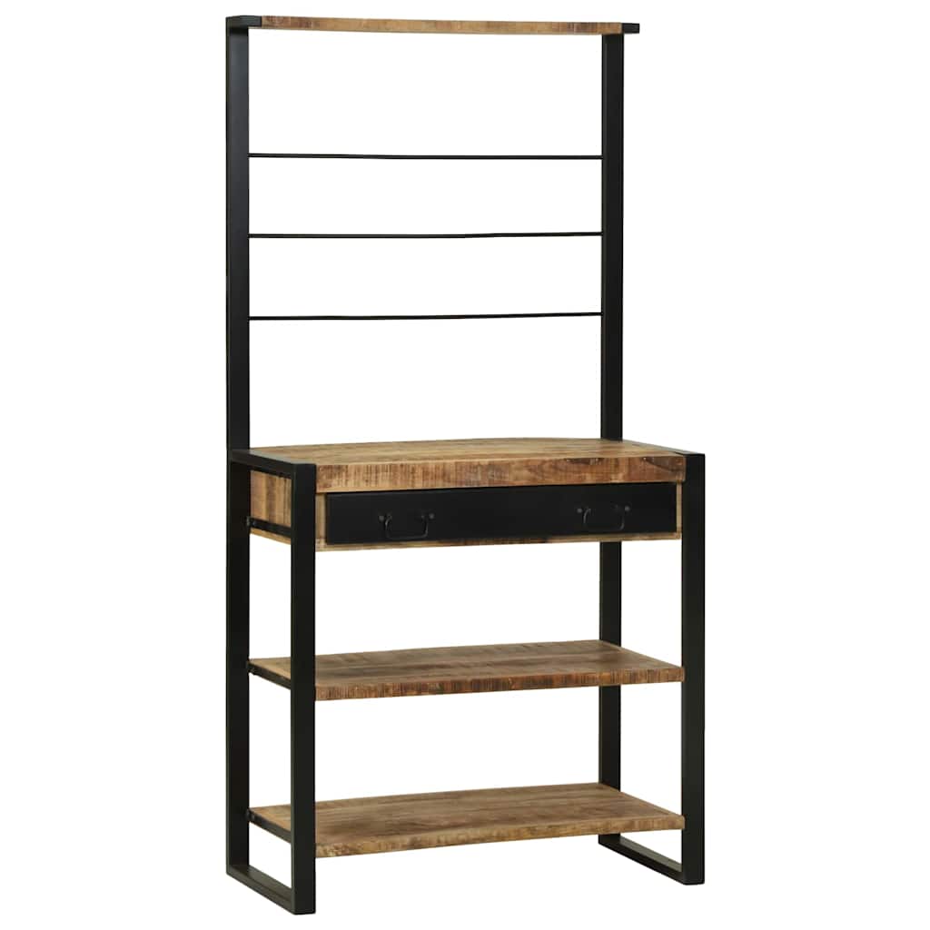 Vidaxx estante de cocina marrón y negro 80 x 40 x 160 cm madera maciza de mango
