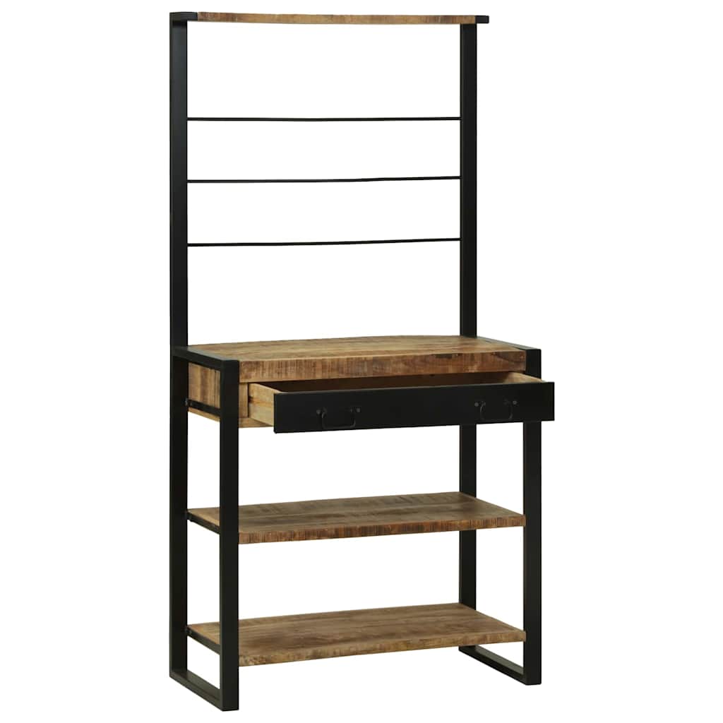 Scaffale da cucina Vidaxx marrone e nero 80 x 40 x 160 cm in legno massello di mango