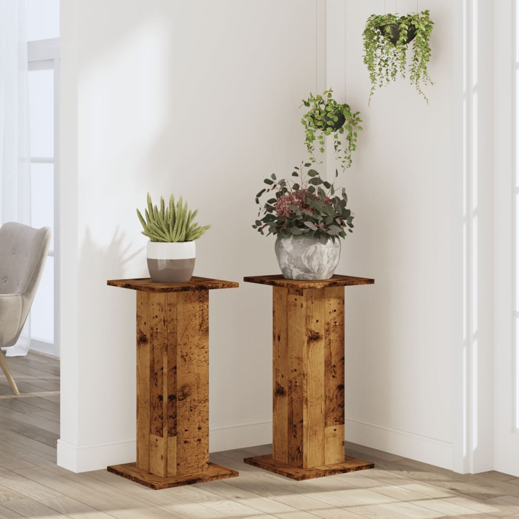 Vidaxx maceteros 2 uds 30x30x60 cm madera tratada color madera vieja