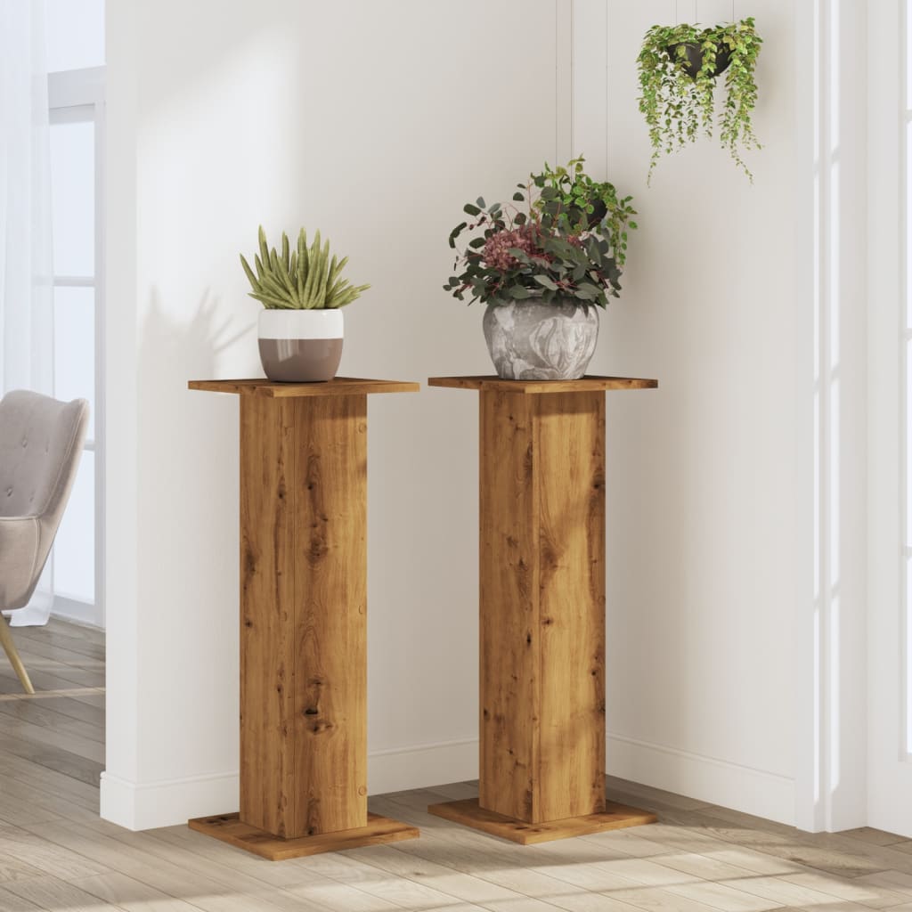 Vidaxx maceteros 2 piezas 30x30x80 cm madera artesanal roble