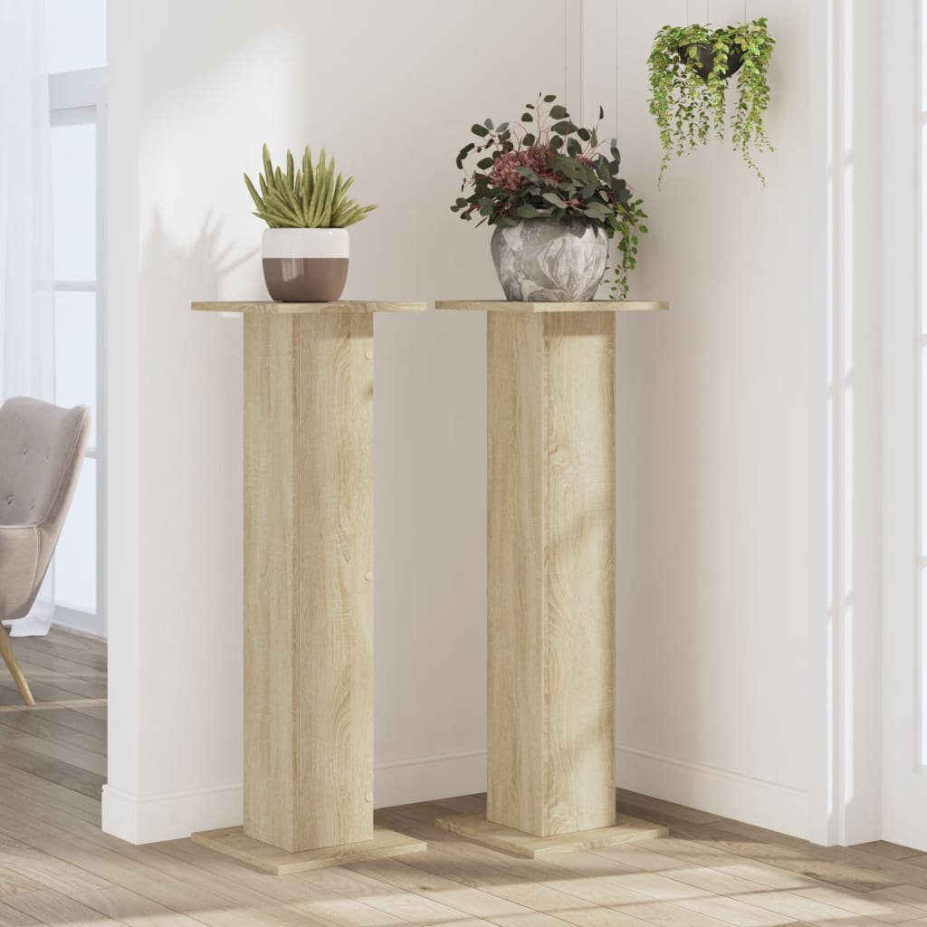 Estándares de plantas Vidaxl 2 PCS 30X30X95 CM Madera procesada Sonoma Oak