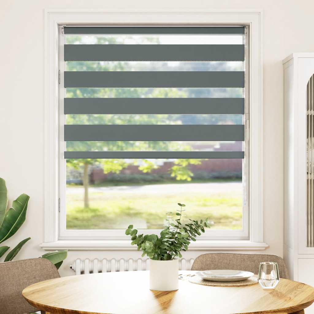 Vidaxl zebra rullo cieco 95x100 cm Larghezza tessuto 90,9 cm grigio scuro