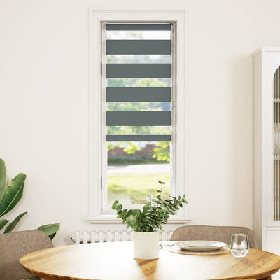 Vidaxl zebra rullo cieco 50x150 cm larghezza del tessuto 45,9 cm grigio scuro