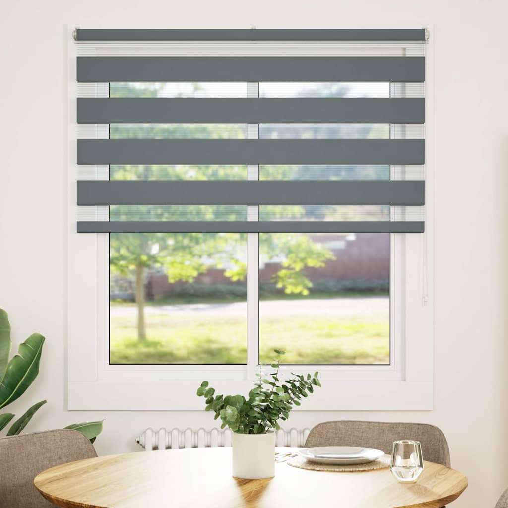 VidaXL estor enrollable cebra 135x150 cm ancho de tela 130,9 cm gris oscuro