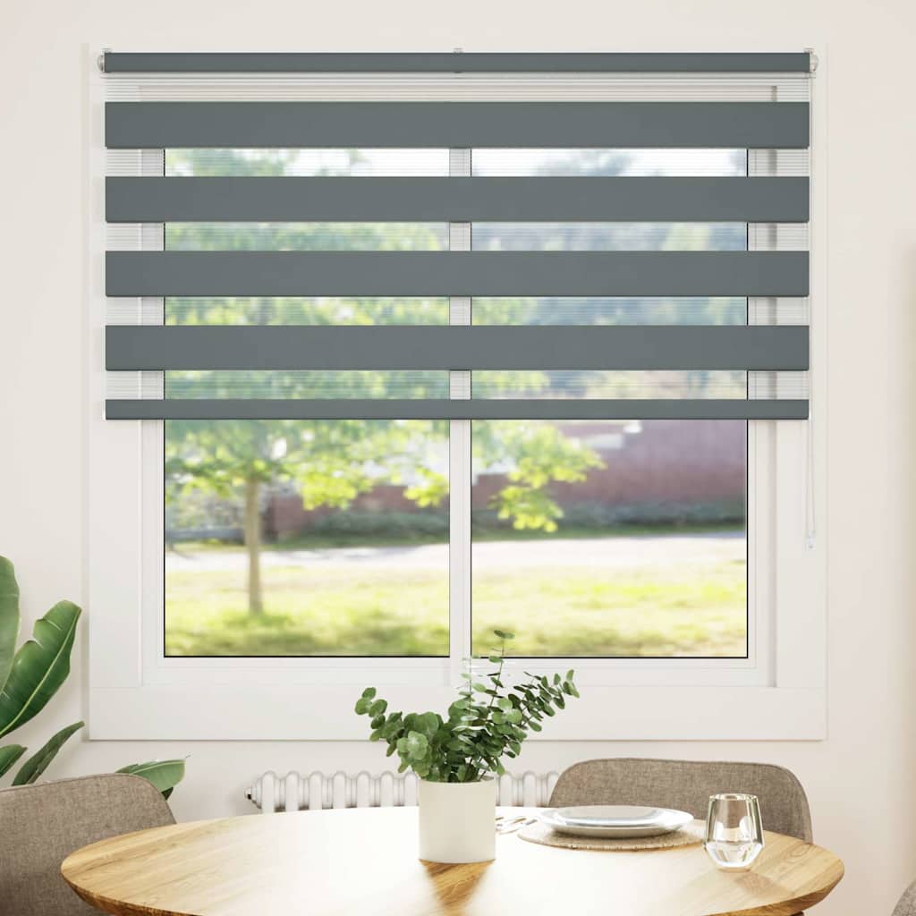VidaXL estor enrollable cebra 150x150 cm tela ancho 145,9 cm gris oscuro
