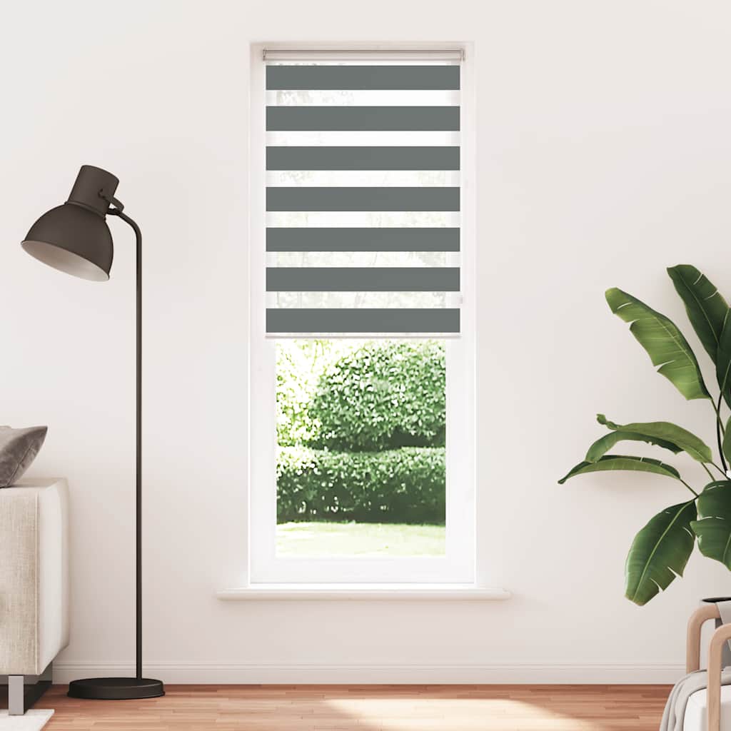 Vidaxl Zebra Roller Blind 80x200 cm de ancho de polvo de 75.9 cm de gris oscuro