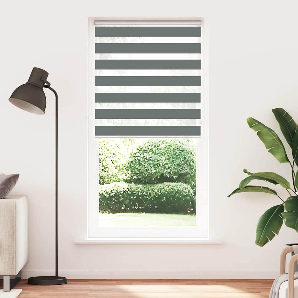 Vidaxl zebra rolgordijn 105x200 cm stofbreedte 100,9 cm donkergrijs
