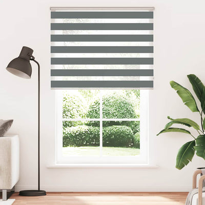 Vidaxl zebra rullo cieco 150x200 cm Larghezza tessuto 145,9 cm grigio scuro