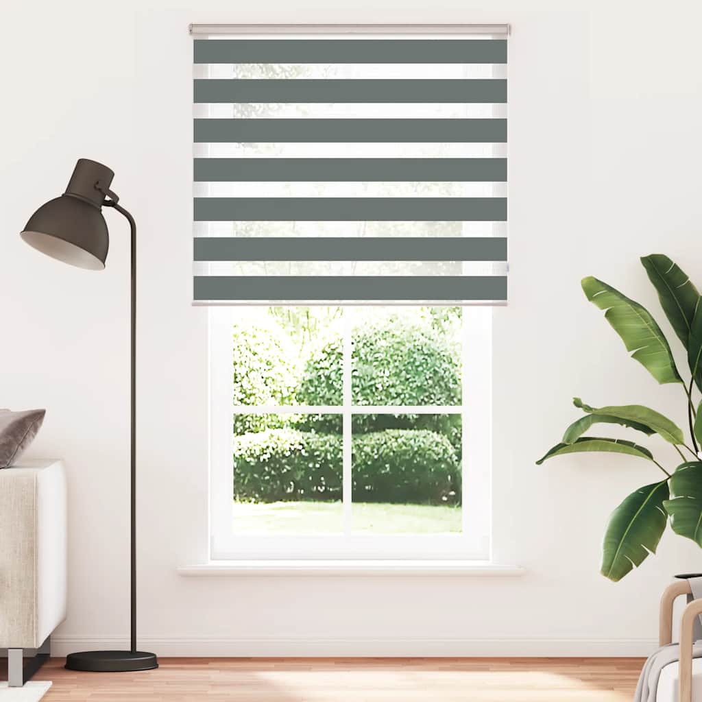 VidaXL estor enrollable cebra 130x230 cm ancho de tela 125,9 cm gris oscuro