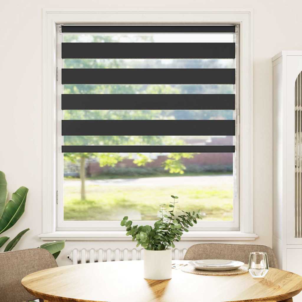 Vidaxl Zebra Roller Blind 100x100 cm Larghezza polvere 95,9 cm Nero