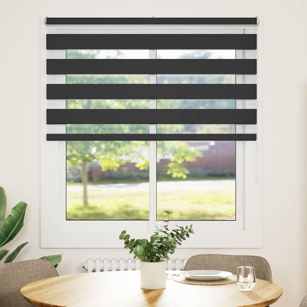 Vidaxx estor enrollable cebra 135x100 cm ancho de tela 130,9 cm negro