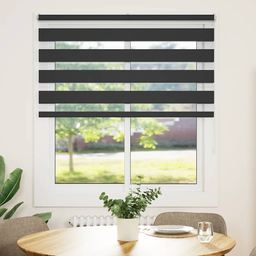 Vidaxx estor enrollable cebra 135x100 cm ancho de tela 130,9 cm negro