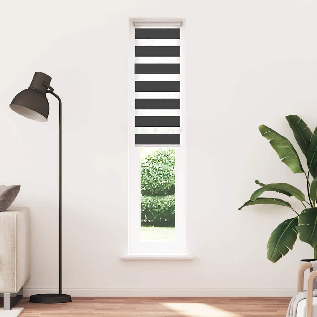 Vidaxl Zebra Roller Blind 45x200 cm Larghezza polvere 40,9 cm Nero