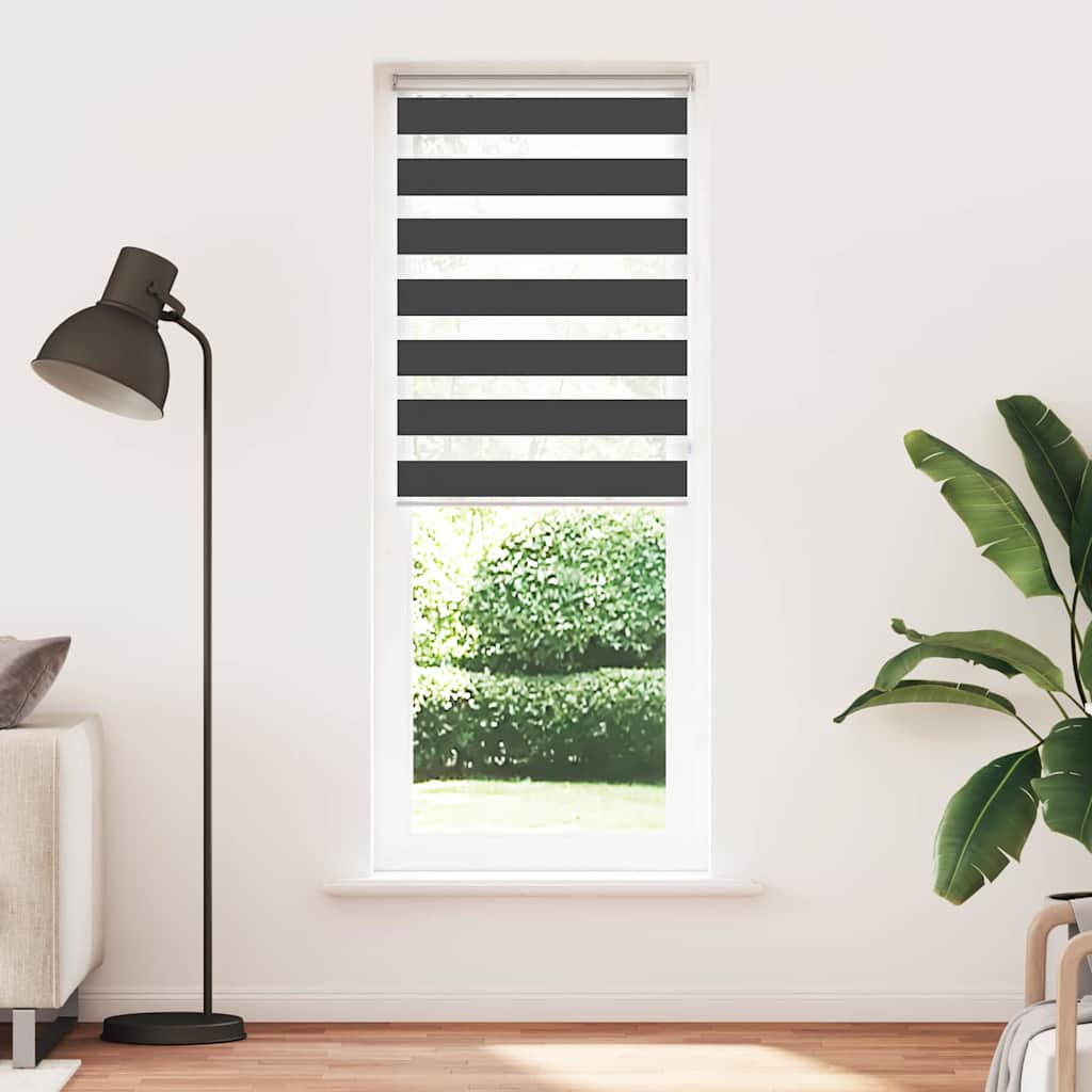 Vidaxl Zebra Roller Blind 80x200 cm Larghezza polvere 75,9 cm Nero