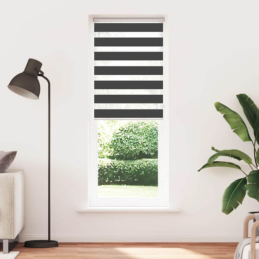 Vidaxl Zebra Roller Blind 90x200 CM Fabric Ancho de 85.9 cm Negro