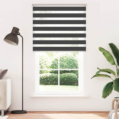 Vidaxl zebra rullo cieco 130x200 cm Larghezza tessuto 125,9 cm nero