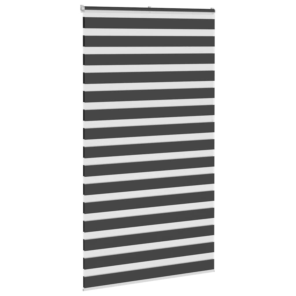 Vidaxl zebra rullo cieco 130x200 cm Larghezza tessuto 125,9 cm nero